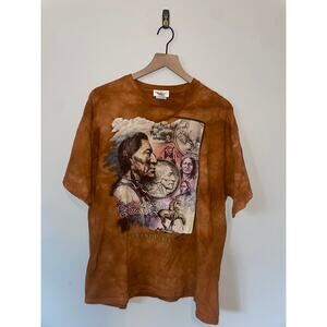 Native American Tie Dye Shirt Five Cent Peace Nickel Indian Brown XL Tee Y2K